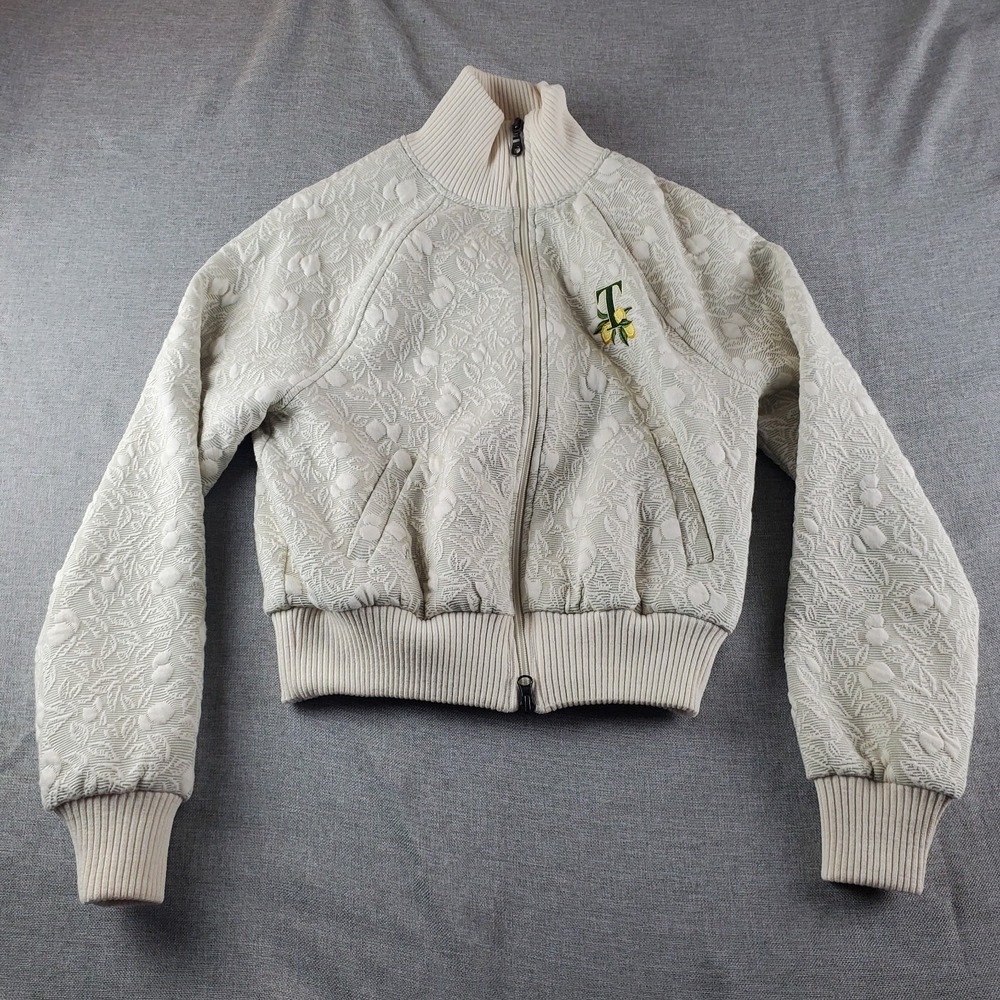 Twenty Montreal Bomber Jacket Womens Size XS Citron 3D Texture Zip Up